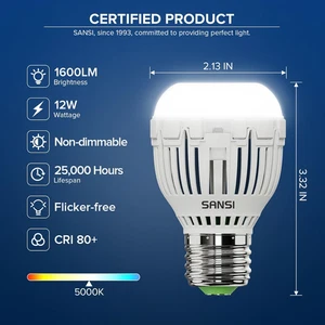 100W Equivalent A15 LED Light Bulb 1600 Lumens 5000K Daylight White Energy Hours - Picture 1 of 8