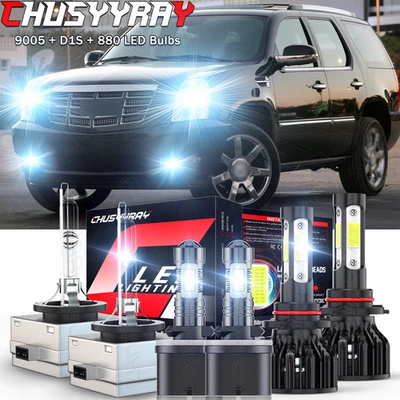 Kit de faros LED HID para Cadillac Escalade 2003-2006 + Combo de bombilla antiniebla 6000K Foto 1 de 4