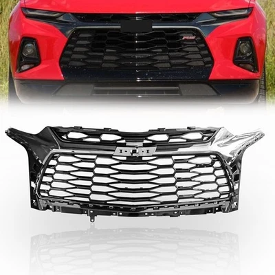 Gloss Black Front Upper Grille w/Grey Chrome for 2019-2021 Chevrolet Blazer RS - Image 1 of 4