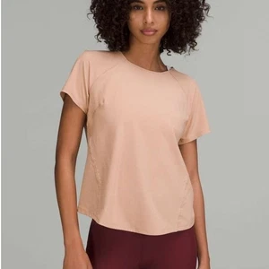 Lululemon Short Sleeve Athletic Shirt in Pink Clay Size 2 Lightweight Stretch - Picture 1 of 13