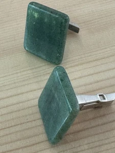 Vintage JASPER green stone cufflinks - Picture 1 of 7