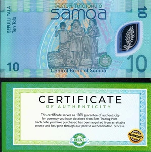 SAMOA - 10 Talas 2023 Polymer BANKNOTE UNCIRCULATED COA MONEY CURRENCY - Picture 1 of 2