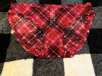 Victoria's Secret Lacie кружева бикини трусики ~ красный клетку ~ средний ~ новый с Ярлыками! - Изображение 1 из 4