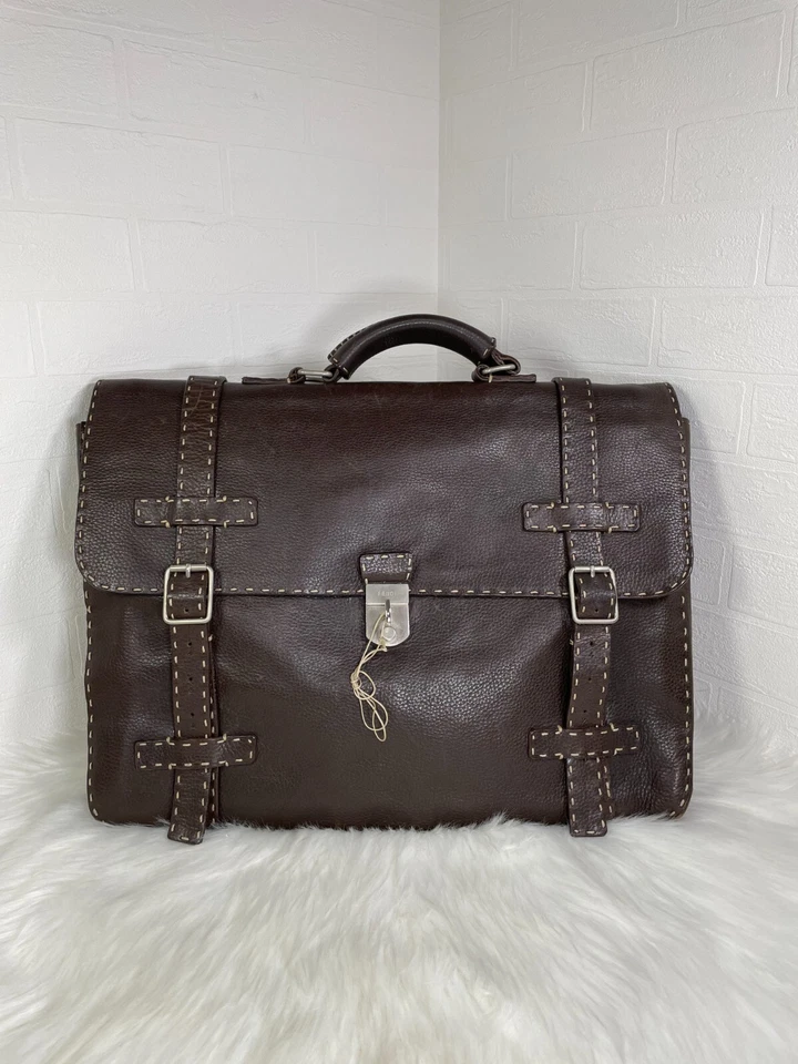 Maletín Fendi Vintage Cuero Marrón Auténtico Foto 1 de 4