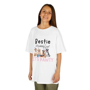 Kids Birthday Tee, Bestie Birthday Pawty Shirt, Kids Pet Lover Gift, Cute Dog - Picture 1 of 13