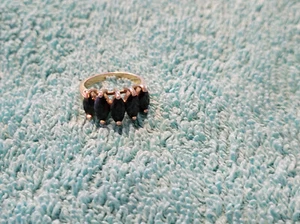 DAMENRING 14 KARAT GELBGOLD & 5 GRANAT IM MARQUISESCHLIFF - Bild 1 von 3