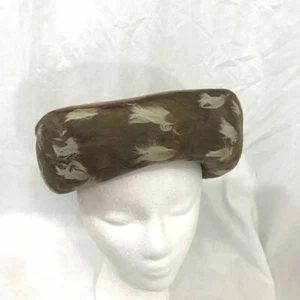 Vintage 1906s Flo Denis HEnry Pollack Mod Brown Feathered Pill Box Hat OS - Picture 1 of 7
