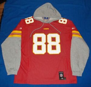 Vtg NFL KANSAS CITY CHIEFS #88 TONY GONZALEZ Hooded Jersey Sweatshirt XL RARE