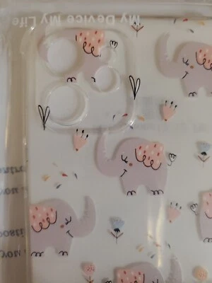 Funda rígida floral rosa para teléfono celular iPhone 12 con flores elefantes Foto 1 de 3