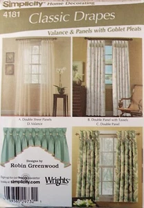 SIMPLICITY 4181 VALANCE PANELS Goblet Pleat Home Window Sew Pattern 2006 UNCUT - Picture 1 of 7