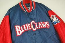 Vintage New Jersey Shore Blue Claws Lakewood Satin Baseball Jacket MLB MILB L