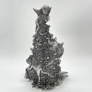 Vtg Metzke Pewter Candle Holder Angels Cherub Decorating Christmas Tree 7'' USA - Picture 1 of 13
