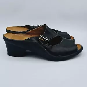 Romikas sandali pelle zeppa tacco nero fibbia comoda tacco aprx 2" - Foto 1 di 11