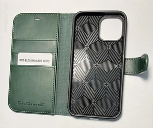082 TOUCH CELL PHONE WALLET CASE FOR iPHONE 12 DARK GREEN 3"x 6" - Picture 1 of 2