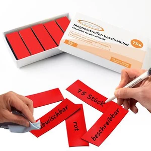 75 tiras magnéticas grabables etiquetas imanes placas rojo 60x20mm - Imagen 1 de 6