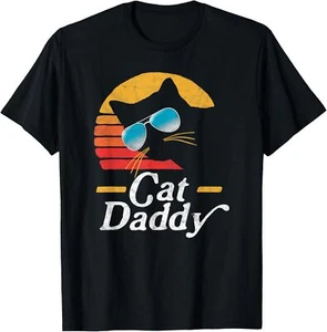 Cat Daddy Vintage 80s Style Cat Retro Sunglasses Distressed T-Shirt Hoodie - Picture 1 of 11