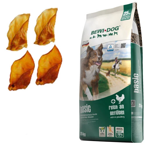 25 kg Bewi Dog Basic + 4 Rinderohren - Bild 1 von 2