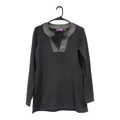 Suéter para mujer Saks 5th Avenue forrado con cuello en V 100 % cachemir negro talla pequeña Foto 1 de 4