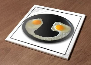 Ceramic Tile HotPlate kitchen Trivet Holder egg face funny humor breakfast food - Picture 1 of 1
