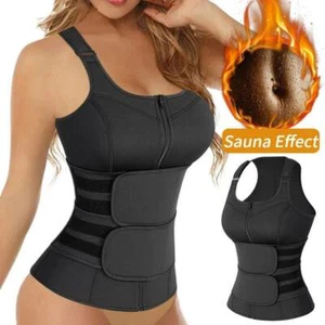 Women's Sports Sauna Sweat Waist Trainer Vest Zipper Gym Slimming Body Shaper US - Picture 1 of 32