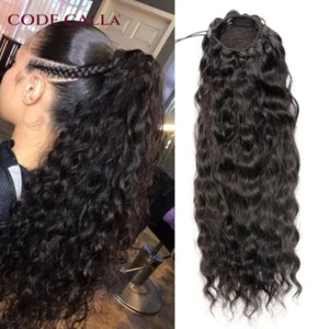 Drawstring Human Hair Ponytail Extension Remy Indian Kinky Curly Hair Ponytail - Picture 1 of 29