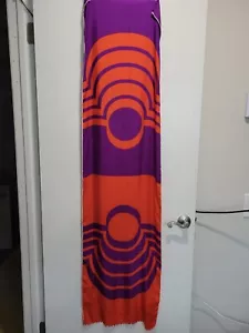 Vintage BRUMEL Red and Purple Art Deco Geometric 100% Silk Oblong Scarf - Picture 1 of 7