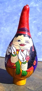 Gourd Folk Art Tarrali Columbia Latin America Hand Painted 8"Tx3.5"W - Picture 1 of 12