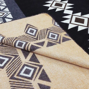 EXTRA LARGE ALPACA WOOL BLANKET SOFT &WARM GRAY-TAN REVERSIBLE SOUTHWEST PATTERN - Picture 1 of 10