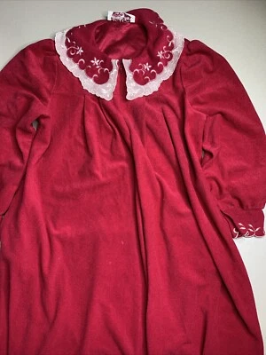 Camisón abrigo largo vintage Vanity Fair Mumu talla S rojo polar casa 1/2 cremallera EE. UU. Foto 1 de 4
