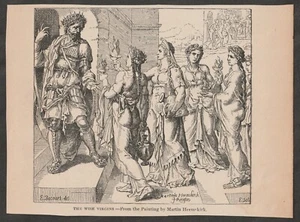 VINTAGE RELIGIOUS ILLUSTRATION THE WISE VIRGINS BY MARTIN HEEMSKIRK - Picture 1 of 1