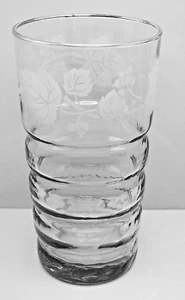 Vtg Libbey IVY BOWER 9.5oz Smoke Silver Rim White Etched Leaf Tumblers Set of 4 - Picture 1 of 9