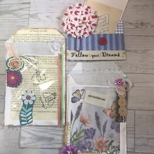 Junk Journal pockets Set of 3 Mixed Lot Handmade Journal Pockets - Picture 1 of 11