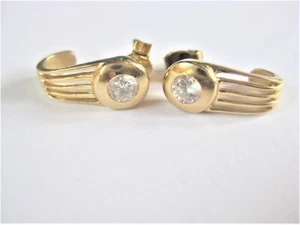 Orecchini Oro 585 Con Zirconi, 3,17 G - Foto 1 di 3