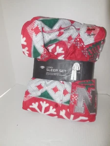 2025 Holiday Nebraska Cornhuskers Adult 2Piece Size Small/MED Fleece Pajama Set - Picture 1 of 2