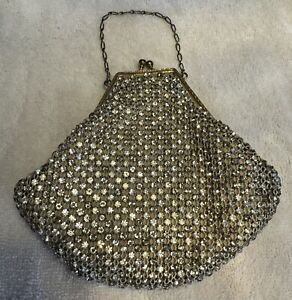 1950's Silver Mesh Rhinestone Evening Bag