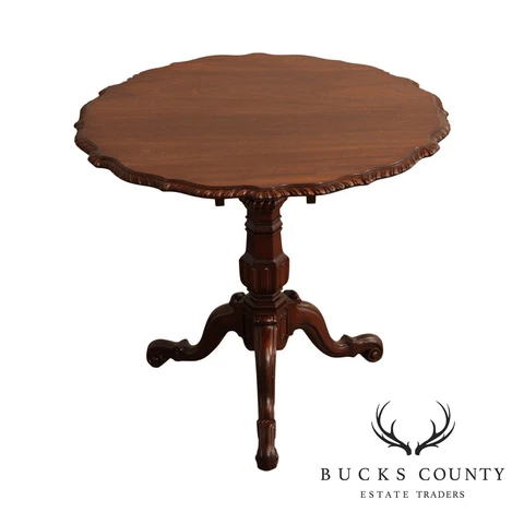 Antique Carved Mahogany Tilt-Top Pie Crust Tea Table Cover