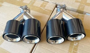 Wet Carbon Fiber Stainless Steel Quad Exhaust Tips for Audi S5 2008-2016 - Picture 1 of 4