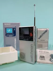 Vintage Sony FD-20A Flat Black And White TV Watchman komplett in OVP - Bild 1 von 17