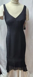 Vintage 90s Jones New York Dress size 8 Black V Neck Silk Beaded - Picture 1 of 11