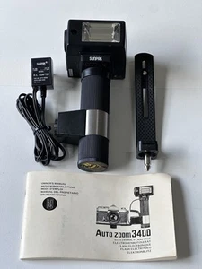 Sunpak Auto Zoom 3400 Flash con Adattatore AC, Batterie, Manuale, 100% Funzionante - Foto 1 di 8