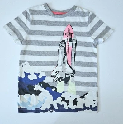Mini Boden 6-7 Rocket Ship Graphic Tee Top T-shirt BA1-13 - Image 1 of 3