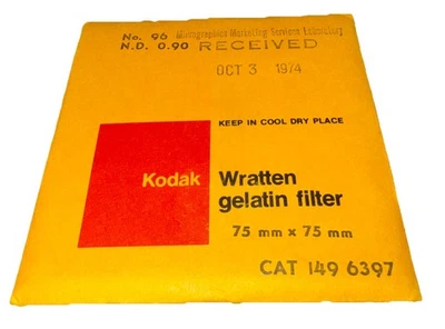 Kodak Wratten Gelatin Filter 96 75mm X75mm N.D. 0.90 3c - Image 1 of 2