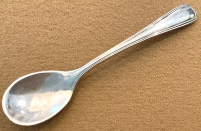 Cuchara de sal maestra de plata esterlina Webster de 3" sin borde de línea mono Foto 1 de 4