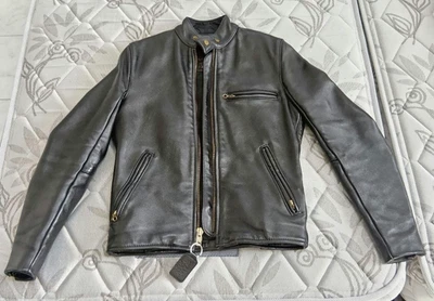 Chaqueta de cuero modelo VANSON B 34 negra hecha en EE. UU. con forro interior Foto 1 de 4