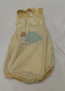 Vintage gelber Health-tex Sonnenanzug Strampler Schildkröte Streifen 24 Monate USA - Bild 1 von 8
