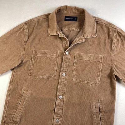 Abercrombie & Fitch Corduroy Shacket Mens Large Brown Workwear Shirt Jacket Boxy - Image 1 of 4