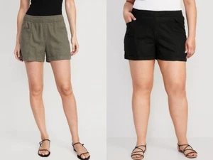 Old Navy Women's Short, High-Waisted Linen-Blend Utility Shorts for Women, - Picture 1 of 18
