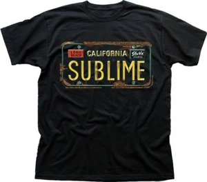 SUBLIME LONG BEACH Coche NÚMERO Placa Negro Estampado Algodón Camiseta OZ9593 - Imagen 1 de 2