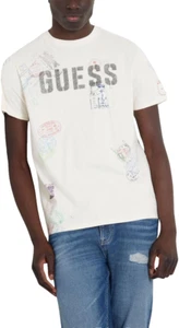 Camiseta GUESS Hombre Manga Corta Estampillas Mundiales, Crema Vainilla Multi, Grande - Imagen 1 de 2