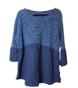 Cut Loose San Francisco Medium Linen Tunic Top LAGENLOOK Boho Blue Layered - Picture 1 of 10